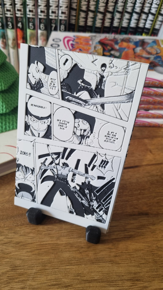 Affiche One Piece – Zoro vs Mihawk – La Défaite qui Forge le Meilleur Sabreur – Impression 3D en PLA recyclé