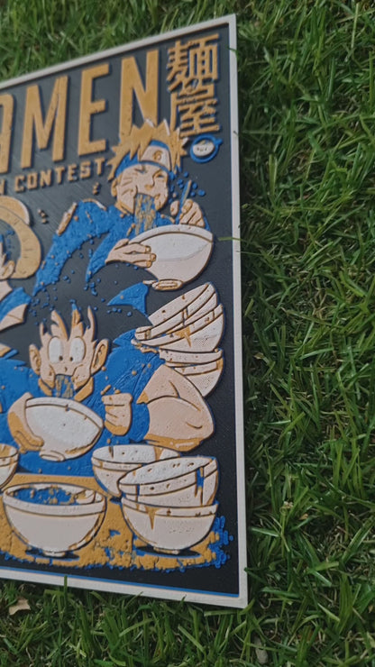Concours de Ramens – Naruto x Goku x Luffy – Affiche Crossover Manga - Impression 3D